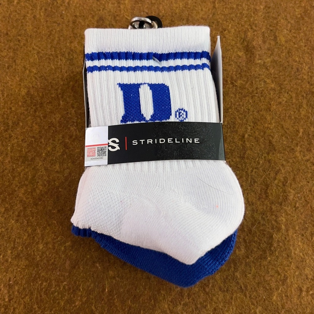 Strideline Unisex OSFM Blue White Duke Blue Devils 2-Pack Half Calf Knit Socks